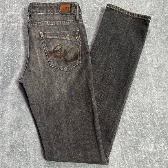 Women’s X2 Skinny W01 Ultra low rise skinny leg size 2 Long gray quality denim - Picture 1 of 12